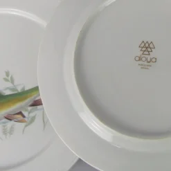 Pamono Porcelain Fish Dishes and Tray Set, 1960s, Set of 7> Trays
