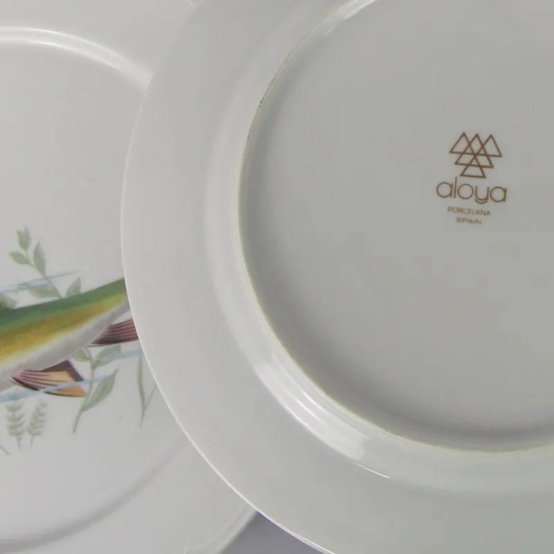 Pamono Porcelain Fish Dishes and Tray Set, 1960s, Set of 7> Trays