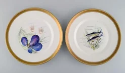 Pamono Porcelain Fish Plates with Hand-Painted Fish Motifs from Royal Copenhagen, Set of 10><noscript><img width=