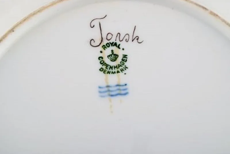 Pamono Porcelain Fish Plates with Hand-Painted Fish Motifs from Royal Copenhagen, Set of 10> Dinner Plates & Bowls