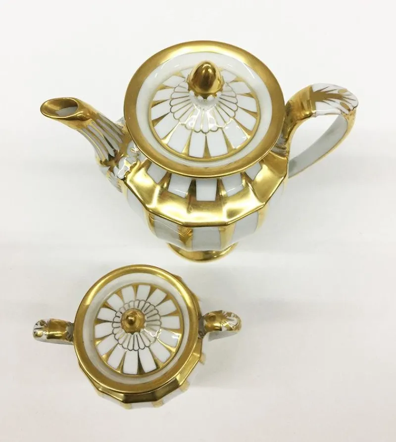 Sale Pamono Porcelain Grecque Coffee & Sugar Box from Fürstenberg, Athena, Set of 2