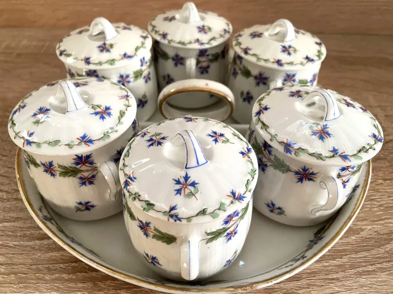 Pamono Porcelain Limoges Cream Pots by Théodore Haviland, 1900, Set of 6> Serving Dishes