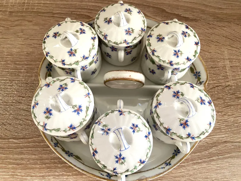 Pamono Porcelain Limoges Cream Pots by Théodore Haviland, 1900, Set of 6> Serving Dishes