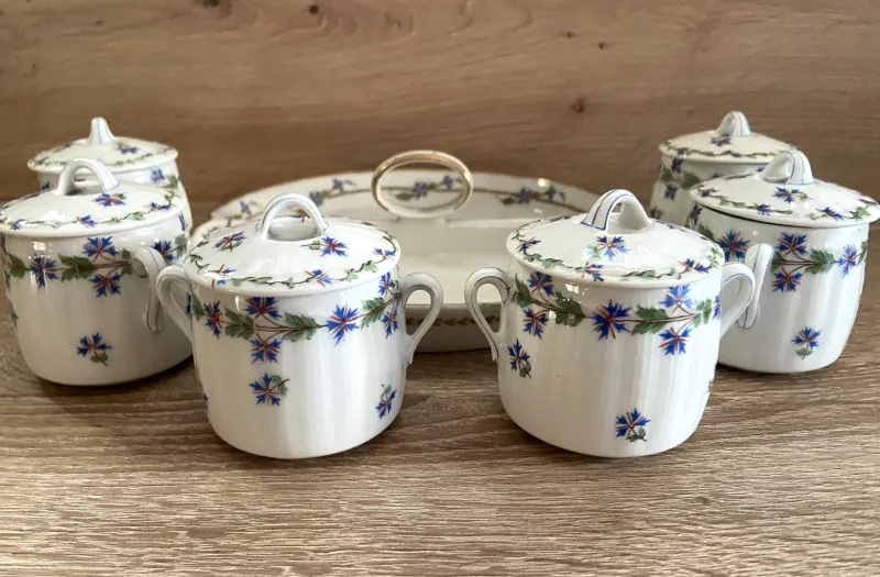 Pamono Porcelain Limoges Cream Pots by Théodore Haviland, 1900, Set of 6> Serving Dishes