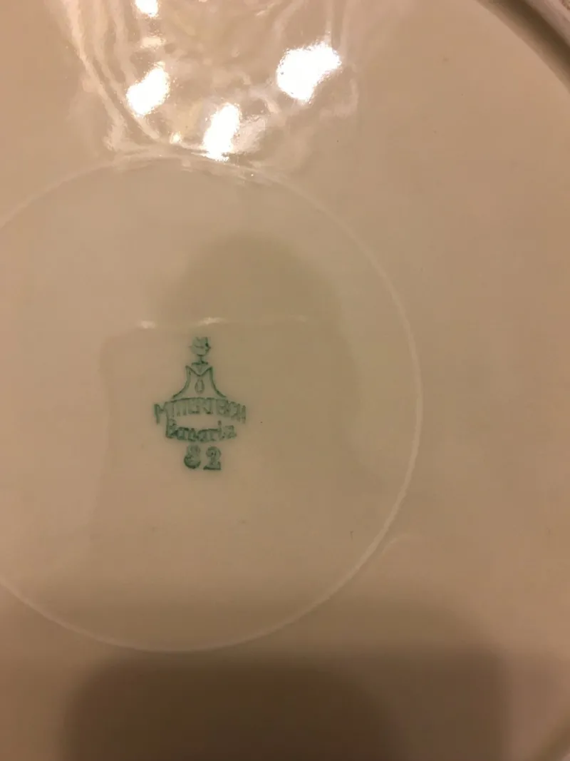 Pamono Porcelain Mitterteich Cymbal Set, 1940s, Set of 6> Dinner Plates & Bowls
