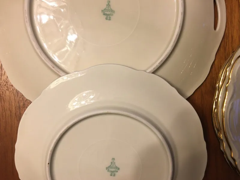 Pamono Porcelain Mitterteich Cymbal Set, 1940s, Set of 6> Dinner Plates & Bowls