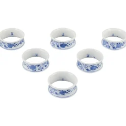Pamono Porcelain Napkin Rings with Blue Onion Pattern from Meissen, Germany, Set of 6> Dinnerware Accessories