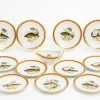 Clearance Pamono Porcelain Plates and Sauce Boat Fish Decoration from Limoges, 1980s, Set of 13