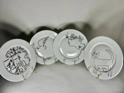 Clearance Pamono Porcelain Plates Jean Cocteau for Limoges, France, 1960s, Set of 4