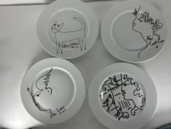 Clearance Pamono Porcelain Plates Jean Cocteau for Limoges, France, 1960s, Set of 4