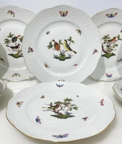 Outlet Pamono Porcelain Rothschild Plates and Cup and Saucer from Herend Hungary, 1960s, Set of 10