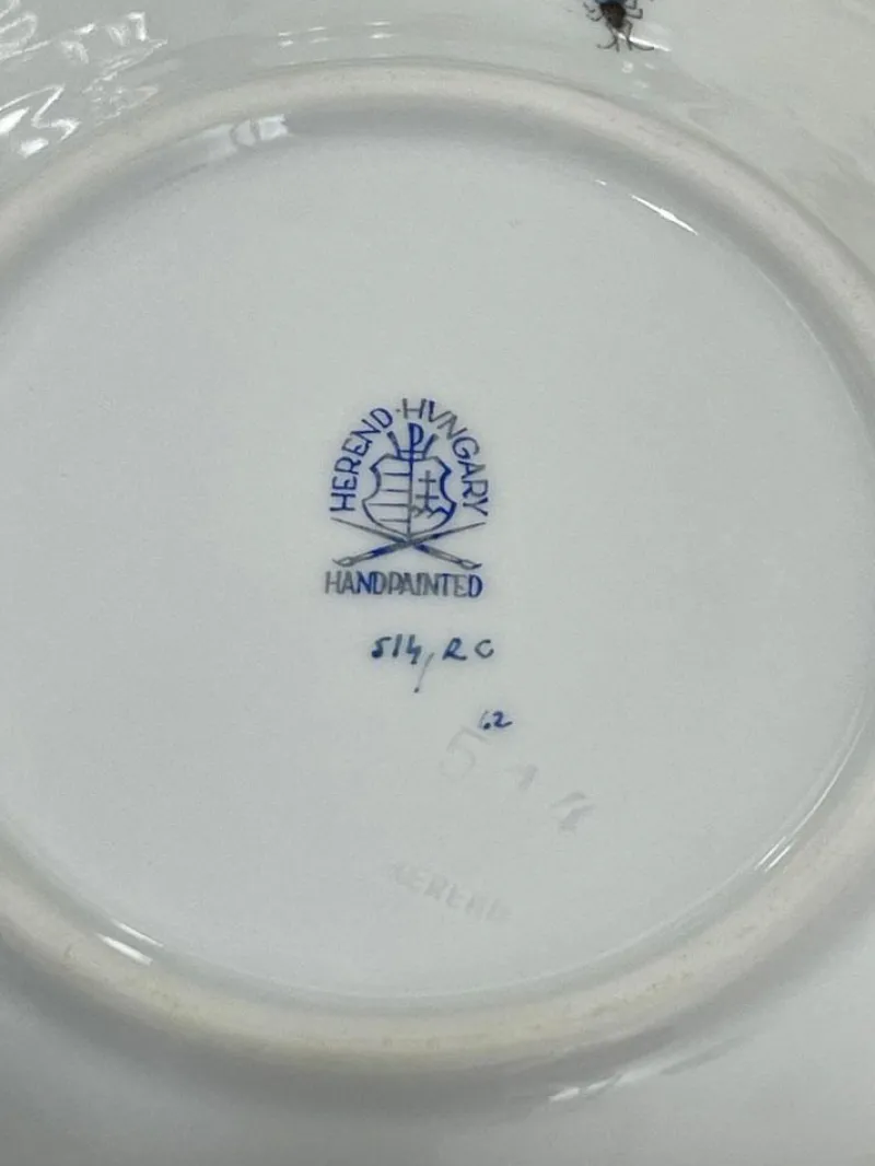 Pamono Porcelain Serving Set with Rothschild Pattern from Herend, Set of 9> Dinner Plates & Bowls