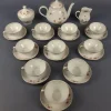 New Pamono Porcelain Tea Service with White and Gold Flowers from Stadtlengsfeld, 1970s, Set of 23