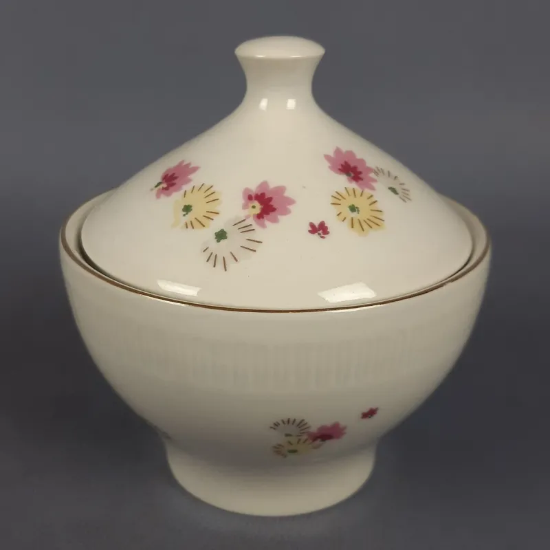 New Pamono Porcelain Tea Service with White and Gold Flowers from Stadtlengsfeld, 1970s, Set of 23