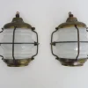 Outlet Pamono Porthole-Style Wall Lights in Brass and Glass, 1960s, Set of 2