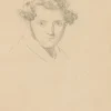 Pamono Portrait of a Young Man With Curly Hair, 19th-Century, Pencil> Classical