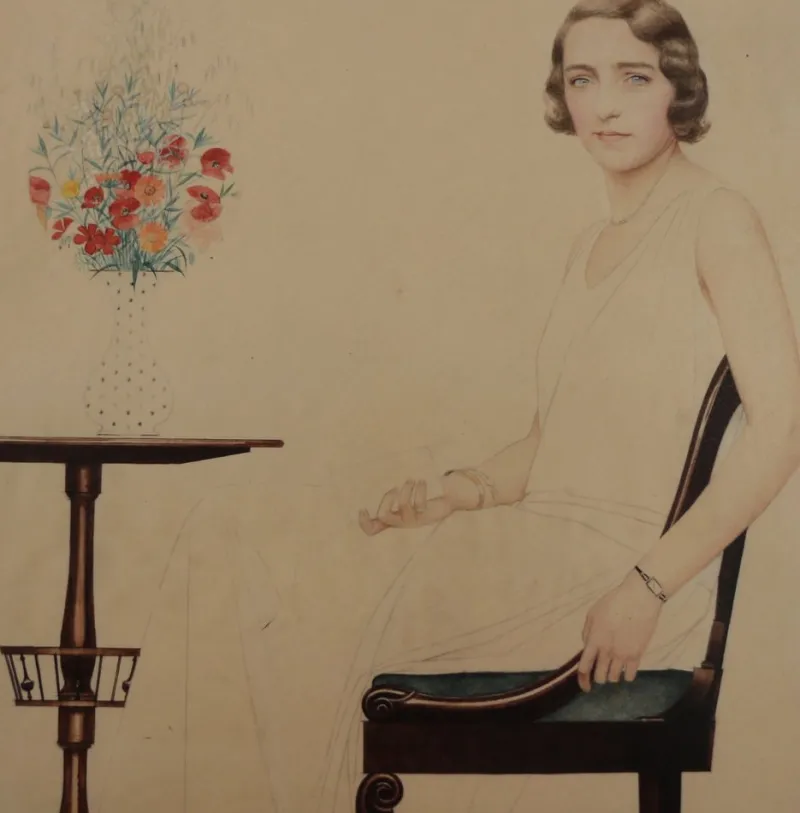 Pamono Portrait of Miss Lise Brissaud, Bernard Boutet De Monvel, 1928> Art Deco