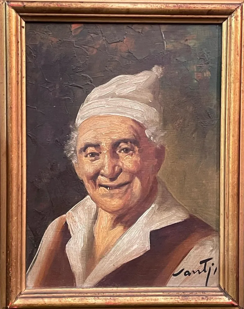 New Pamono Portrait, 20th Century, Oil Painting on Panel, Framed