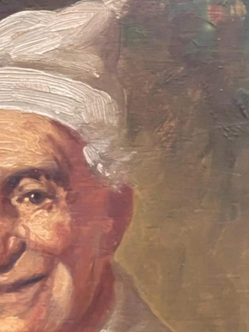 New Pamono Portrait, 20th Century, Oil Painting on Panel, Framed