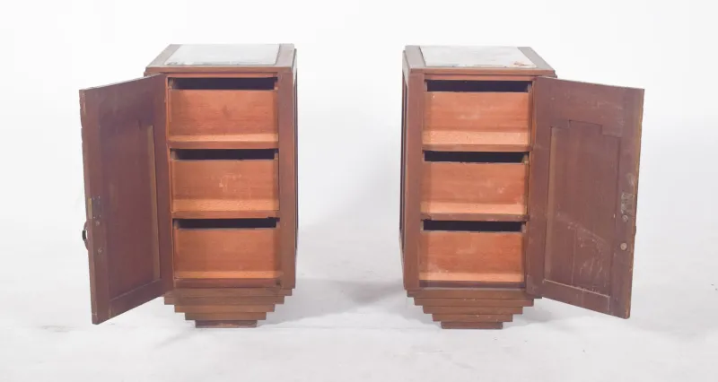 Pamono Portuguese Art Deco Bedside Tables, 1920, Set of 3> Nightstands