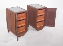 Pamono Portuguese Art Deco Bedside Tables, 1920, Set of 3> Nightstands
