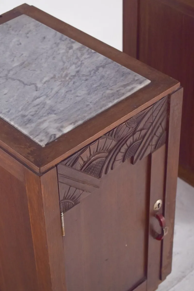 Pamono Portuguese Art Deco Bedside Tables, 1920, Set of 3> Nightstands