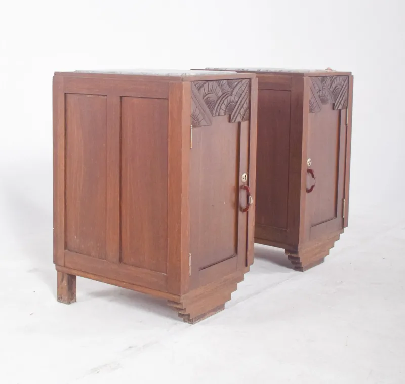 Pamono Portuguese Art Deco Bedside Tables, 1920, Set of 3> Nightstands