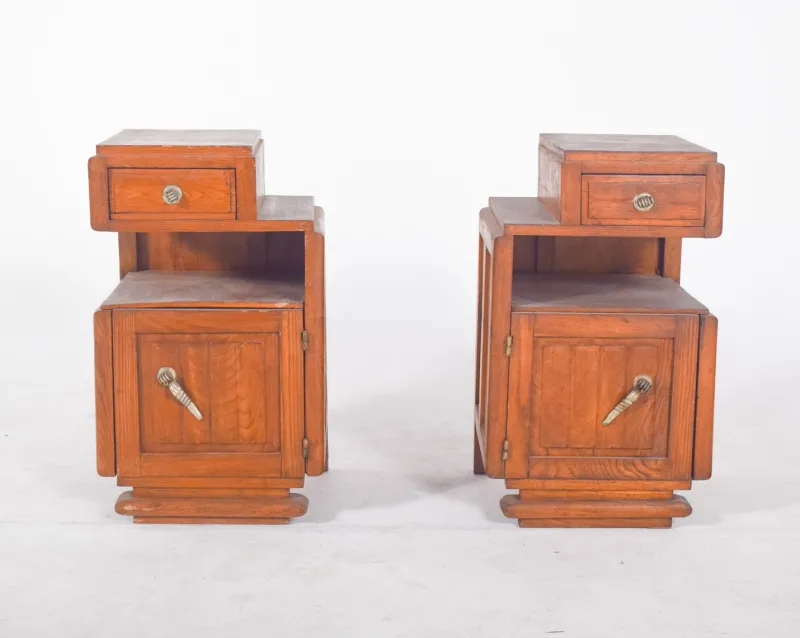 Pamono Portuguese Art Deco Bedside Tables, 1920, Set of 2> Nightstands