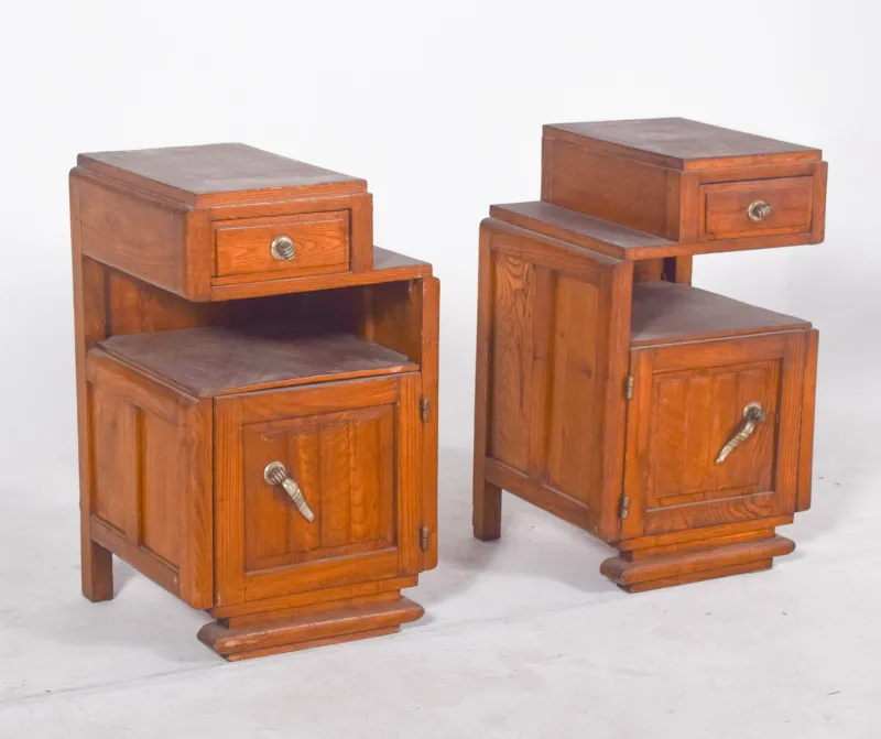 Pamono Portuguese Art Deco Bedside Tables, 1920, Set of 2> Nightstands
