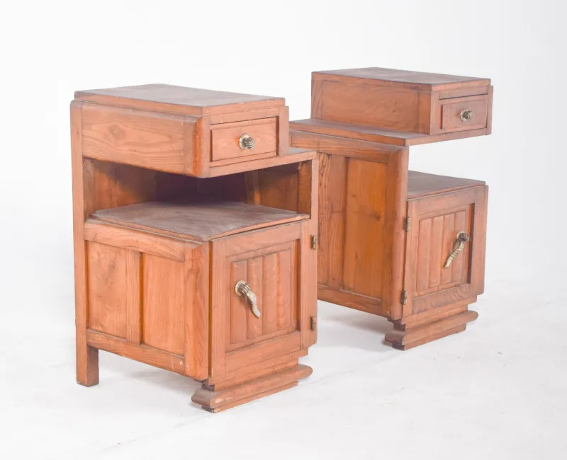 Pamono Portuguese Art Deco Bedside Tables, 1920, Set of 2> Nightstands