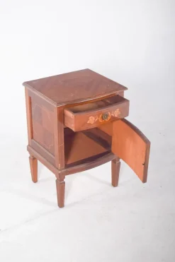 Pamono Portuguese Bedside Table with Marquetry Work, 1920s> Nightstands