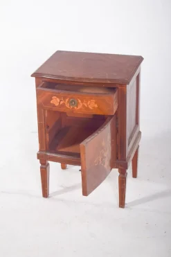 Pamono Portuguese Bedside Table with Marquetry Work, 1920s><noscript><img width=