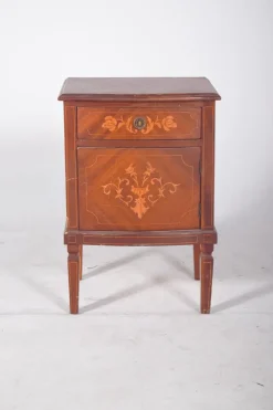 Pamono Portuguese Bedside Table with Marquetry Work, 1920s><noscript><img width=