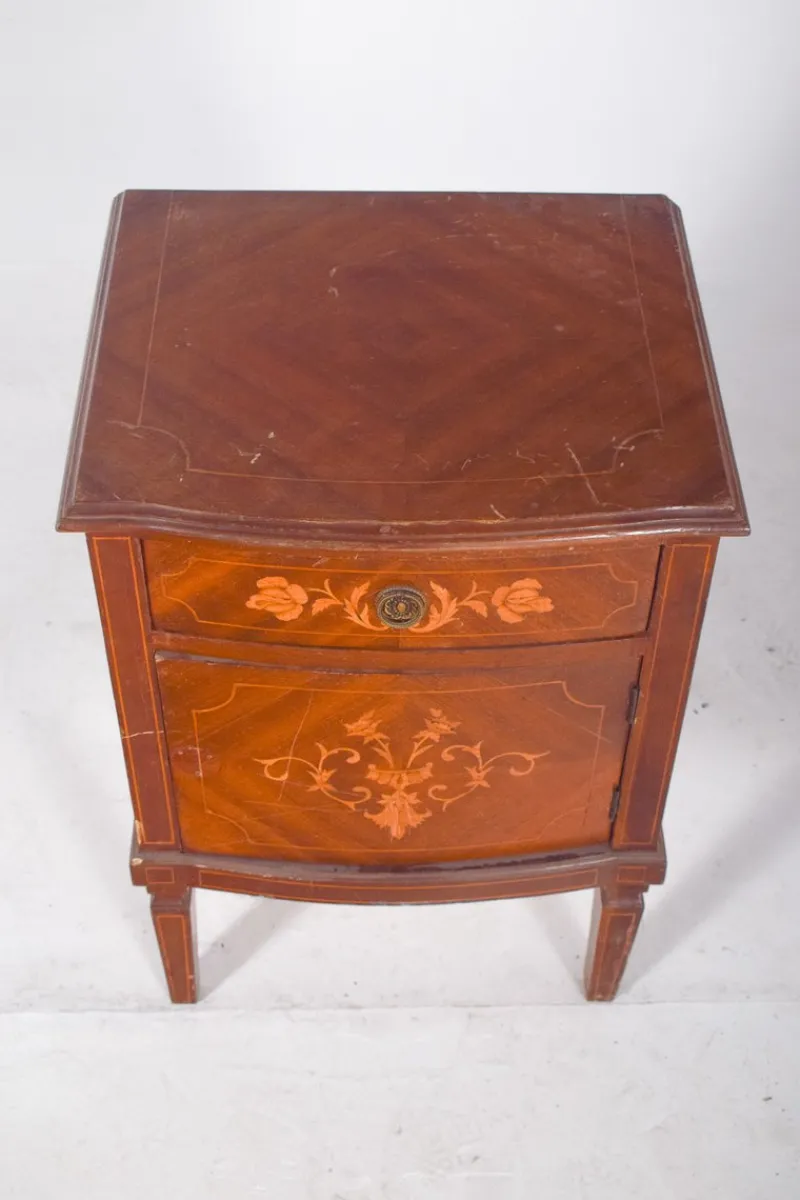 Pamono Portuguese Bedside Table with Marquetry Work, 1920s> Nightstands