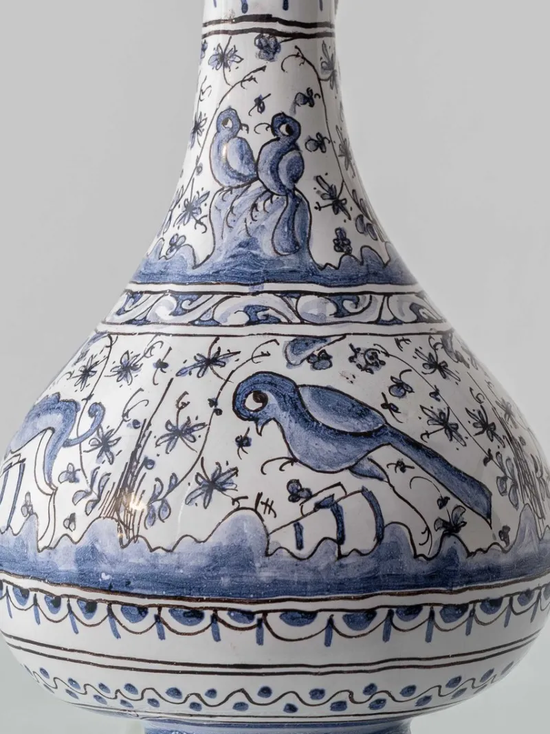 Best Pamono Portuguese Blue and White Faience Ceramic Table Lamp, 1950s