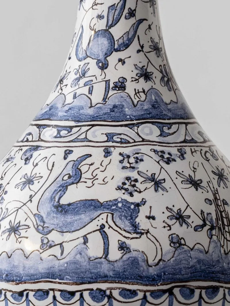 Best Pamono Portuguese Blue and White Faience Ceramic Table Lamp, 1950s