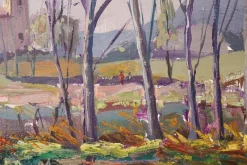 Best Pamono Post Impressionist Artist, Landscape, Late 20th Century, Oil on Board, Framed
