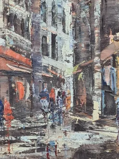 Sale Pamono Post Impressionist Sunset in Paris, Basilica of the Sacred Heart of Montmartre, 1960s, Oil on Canvas