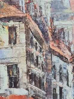 Sale Pamono Post Impressionist Sunset in Paris, Basilica of the Sacred Heart of Montmartre, 1960s, Oil on Canvas