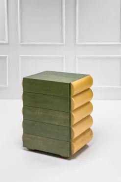 Pamono Postmodern Architectural Chest of Drawers in Natural Wood and Aniline-Stained Wood, 1980s> Dressers, Commodes & Chests