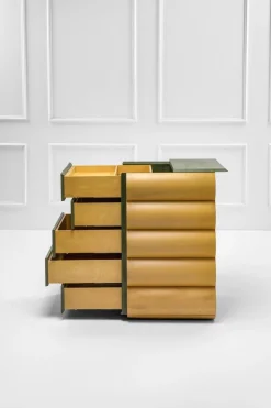 Pamono Postmodern Architectural Chest of Drawers in Natural Wood and Aniline-Stained Wood, 1980s><noscript><img width=
