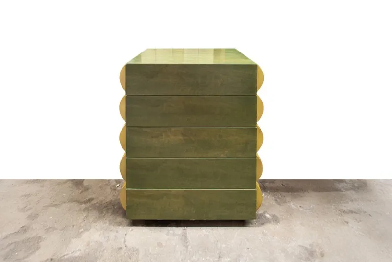 Pamono Postmodern Architectural Chest of Drawers in Natural Wood and Aniline-Stained Wood, 1980s> Dressers, Commodes & Chests