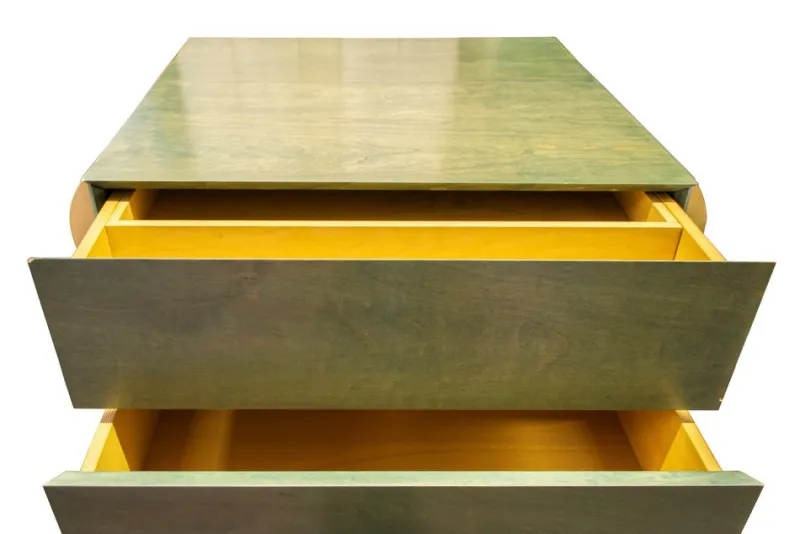 Pamono Postmodern Architectural Chest of Drawers in Natural Wood and Aniline-Stained Wood, 1980s> Dressers, Commodes & Chests