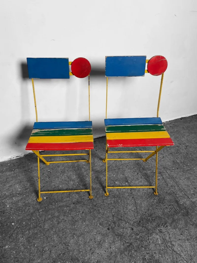 Pamono Postmodern Bistro Chair by Denis Balland for Fermob, France, 1985> Garden Seating
