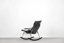 Pamono Postmodern Black Leather Rocking Chair by Takeshi Nii, 1950s