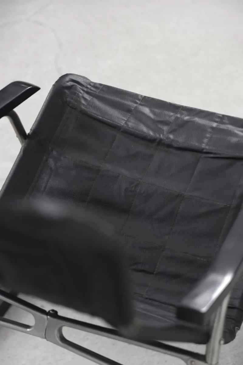 Pamono Postmodern Black Leather Rocking Chair by Takeshi Nii, 1950s