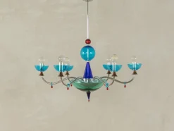 Pamono Postmodern Blue Chandelier, 1980s> Ceiling Lights