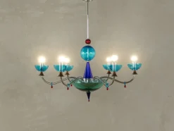 Pamono Postmodern Blue Chandelier, 1980s> Ceiling Lights