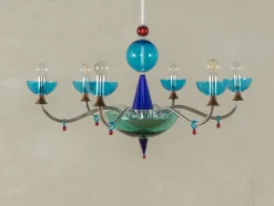 Pamono Postmodern Blue Chandelier, 1980s><noscript><img width=