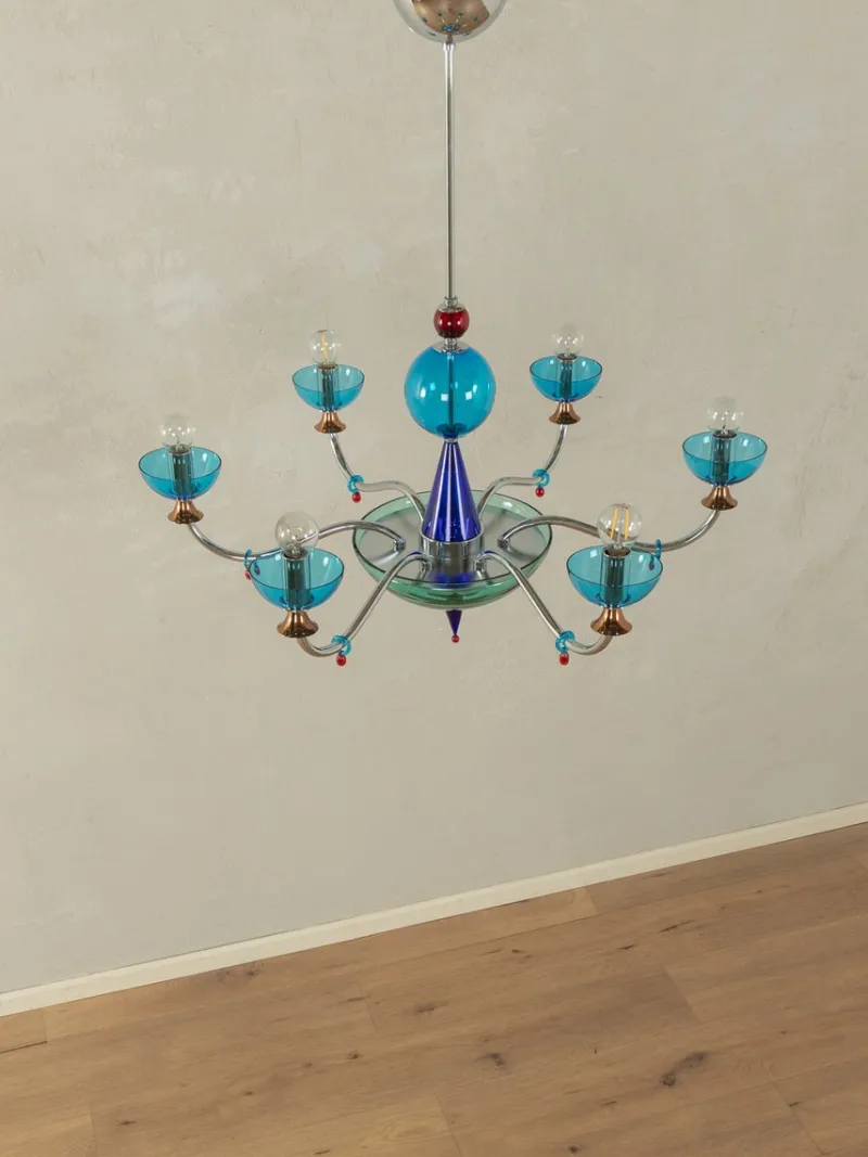 Pamono Postmodern Blue Chandelier, 1980s> Ceiling Lights